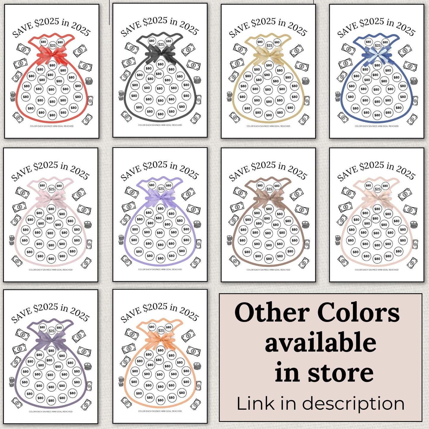 Printable Savings Tracker, Save 2025 in 2025, Financial Goals, Template, Saving Challenge Bundle, Organizer, Envelope, Goal, Money, Personal