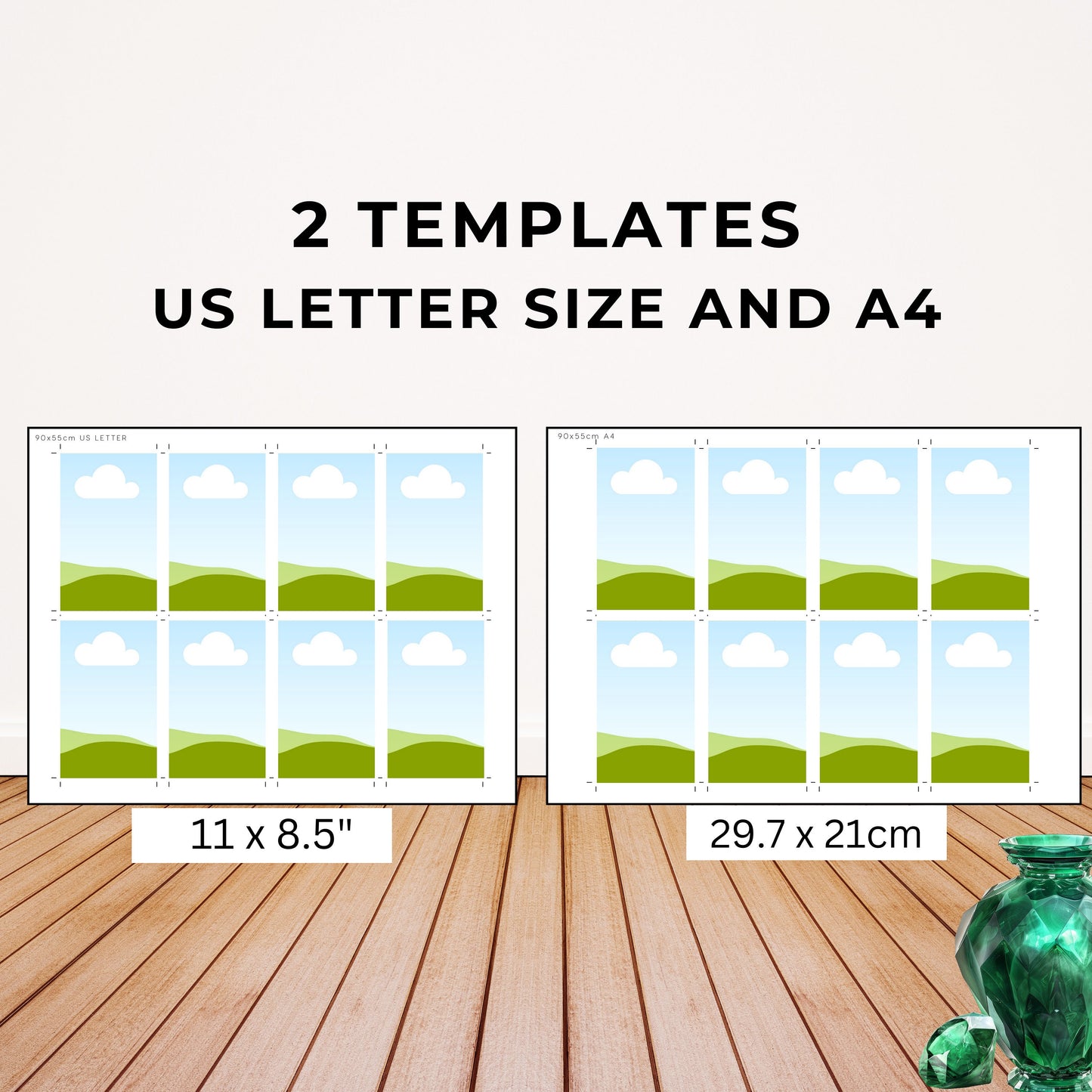 Printing Template 90 x 55mm Print and Cut Canva Multi Page Template 90x55mm Blank Card Layout Frame Affirmation Manifestation US Letter A4