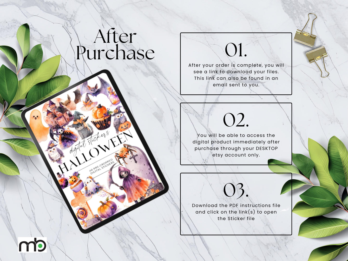 Halloween Digital Stickers Trick or Treat Pumpkin Spooky Ghost Graveyard Coffin Witch Hat Broom Haunted House Bats Gothic Black Cat Spider