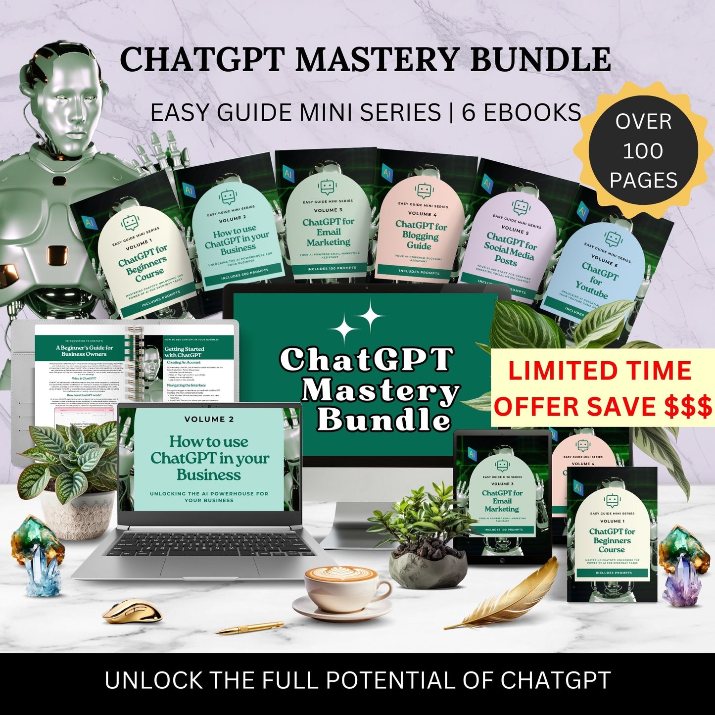 ChatGPT Mastery Bundle, Beginners Course, Business, Prompts, Commands, Blogging, Youtube, Social Media, AI Resources, Learn ChatGPT, Tools