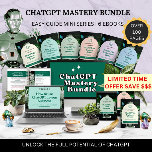 ChatGPT Mastery Bundle, Beginners Course, Business, Prompts, Commands, Blogging, Youtube, Social Media, AI Resources, Learn ChatGPT, Tools
