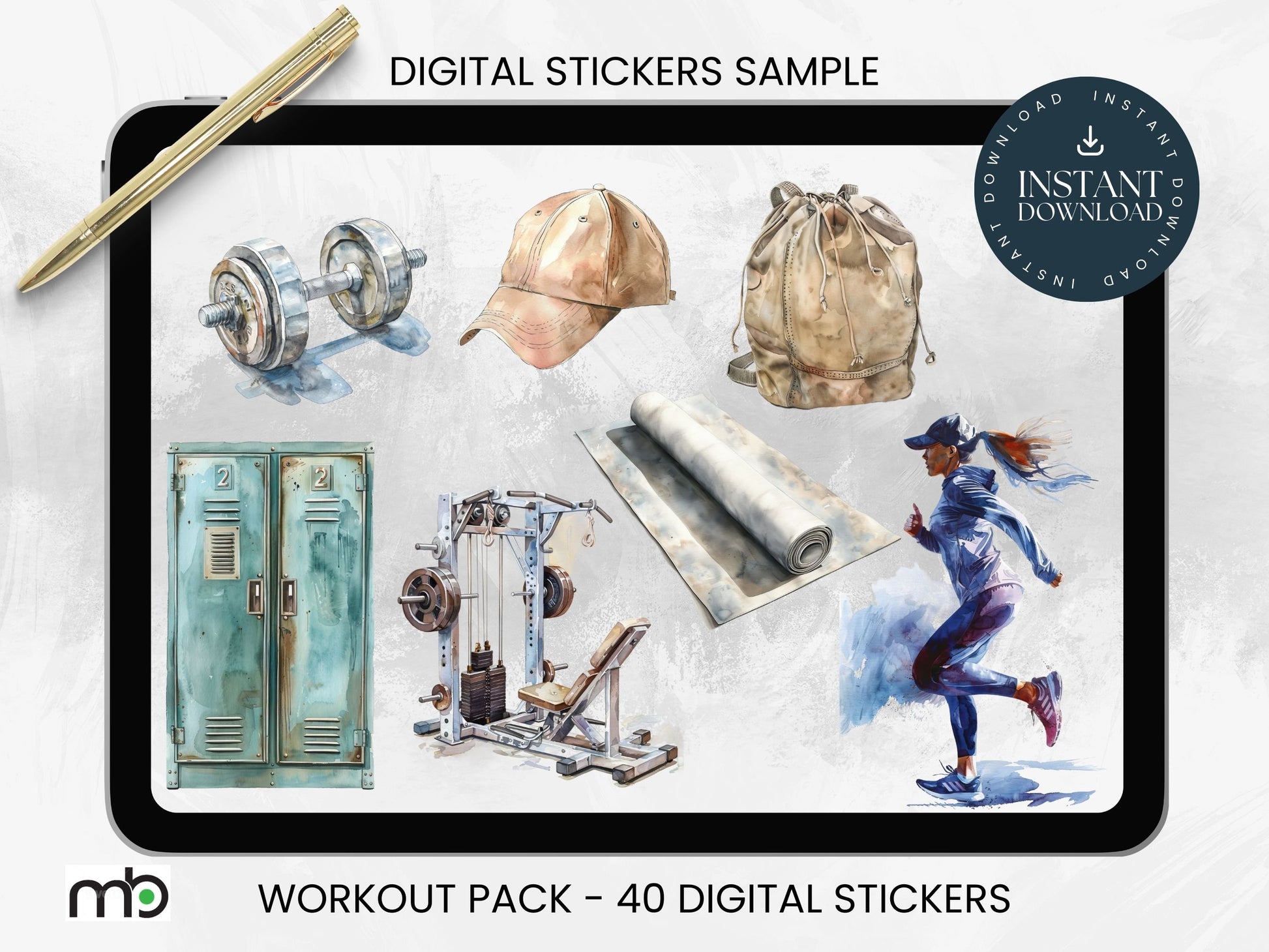 Digital Sticker Bundle, Coffee Stickers. Workout Stickers, Content Creator Stickers, Lifestyle stickers, Goodnotes Stickers, iPad Stickers