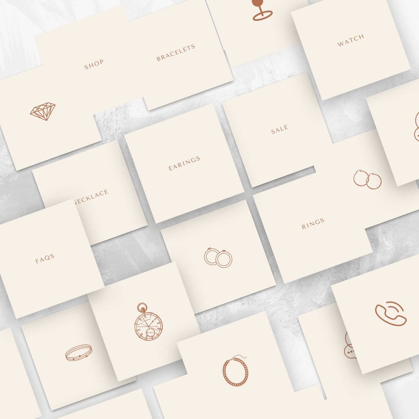 Social Media Templates for Jewelry Business, Canva Template Jewelry Business 20 Instagram Highlight Covers, Jewelry Instagram Post Templates