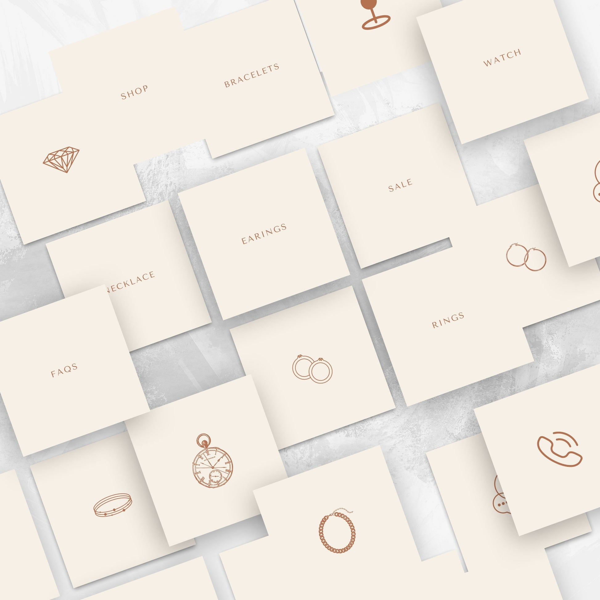 Social Media Templates for Jewelry Business, Canva Template Jewelry Business 20 Instagram Highlight Covers, Jewelry Instagram Post Templates