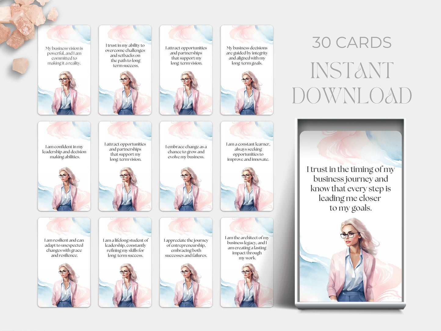 Powerful Business Affirmations Entrepreneur Positive mindset cards Success Motivational Inspirational business quotes Affirmation deck Daily