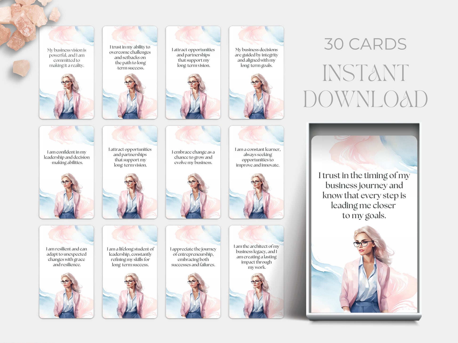 Powerful Business Affirmations Entrepreneur Positive mindset cards Success Motivational Inspirational business quotes Affirmation deck Daily