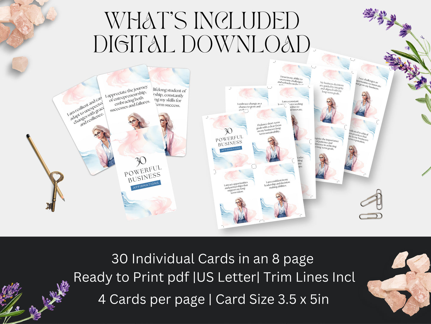 Powerful Business Affirmations Entrepreneur Positive mindset cards Success Motivational Inspirational business quotes Affirmation deck Daily