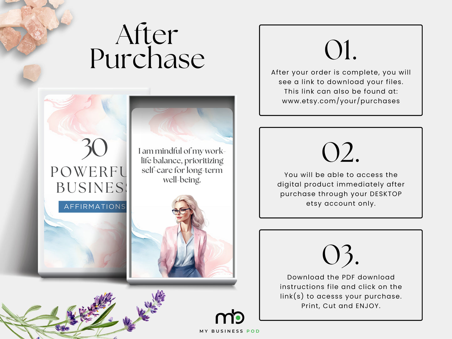 Powerful Business Affirmations Entrepreneur Positive mindset cards Success Motivational Inspirational business quotes Affirmation deck Daily
