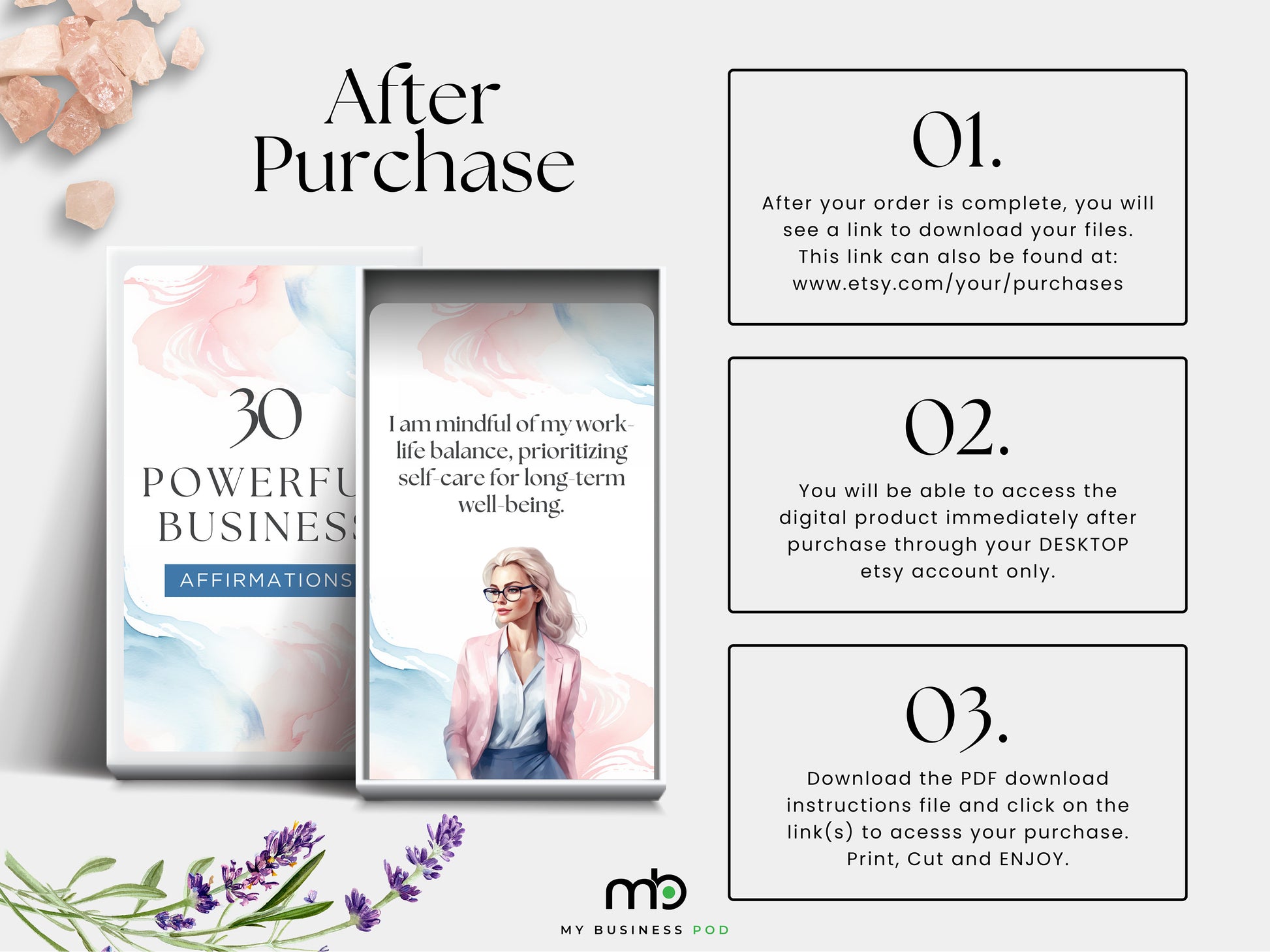 Powerful Business Affirmations Entrepreneur Positive mindset cards Success Motivational Inspirational business quotes Affirmation deck Daily