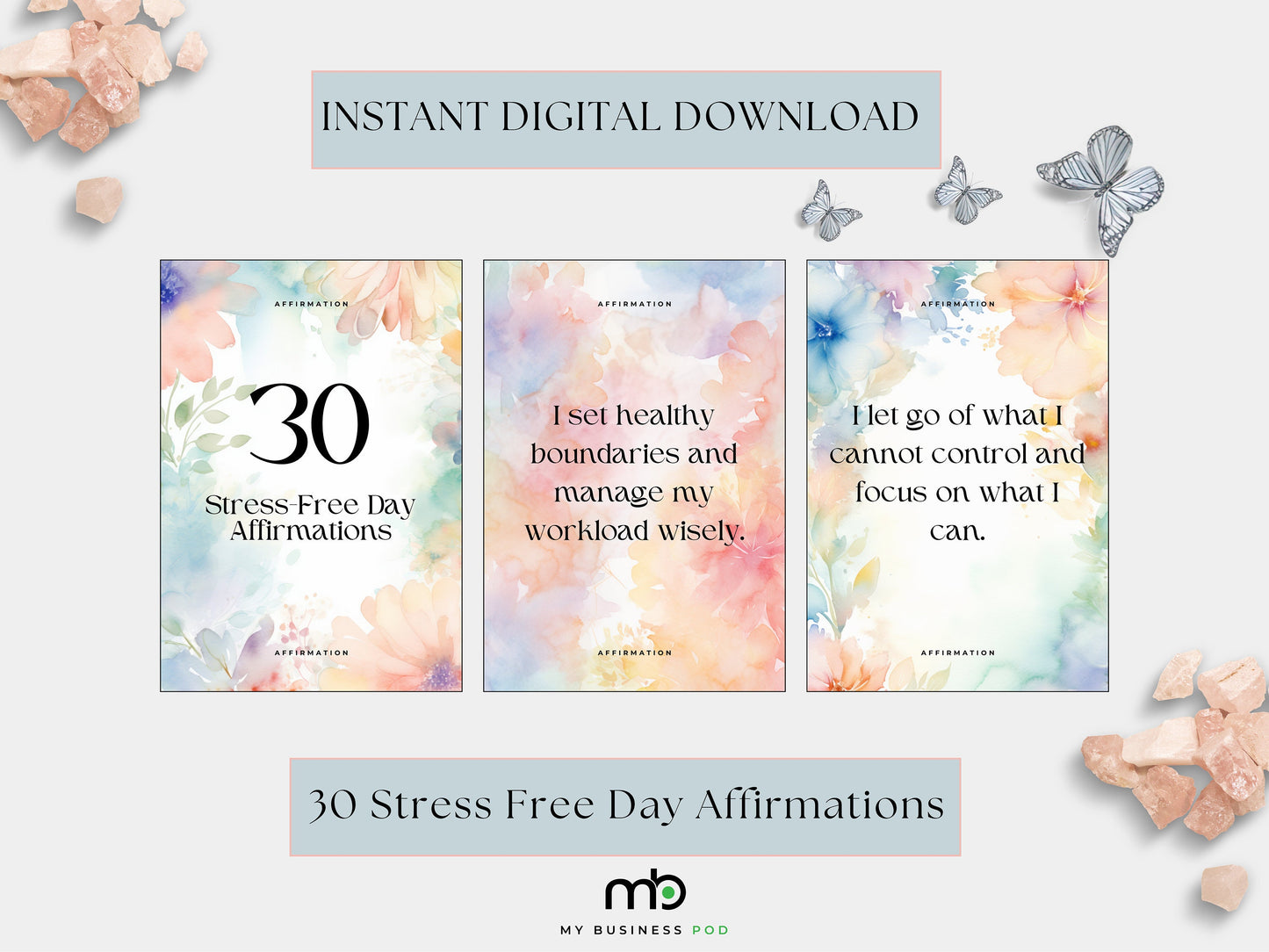 Stress Free Day Affirmations Stress Relief Cards Destress Positive mindset Self care Motivational Mindfulness tools Daily Affirmation deck