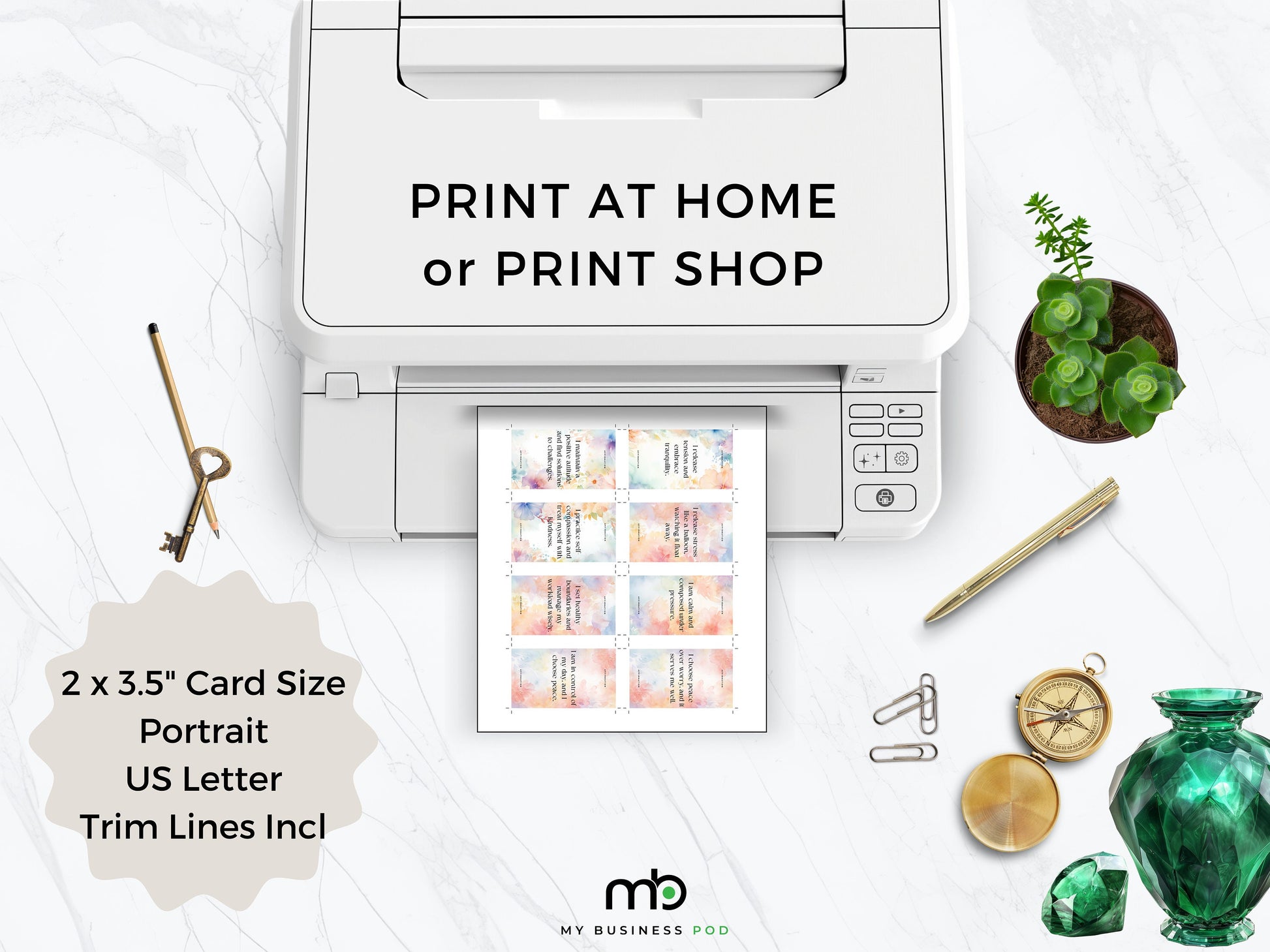 Printing Template 2 x 3.5 inch Portrait Print and Cut Canva Multi Page Template 2x3.5" Blank Card Layout Business Card Frame Affirmations