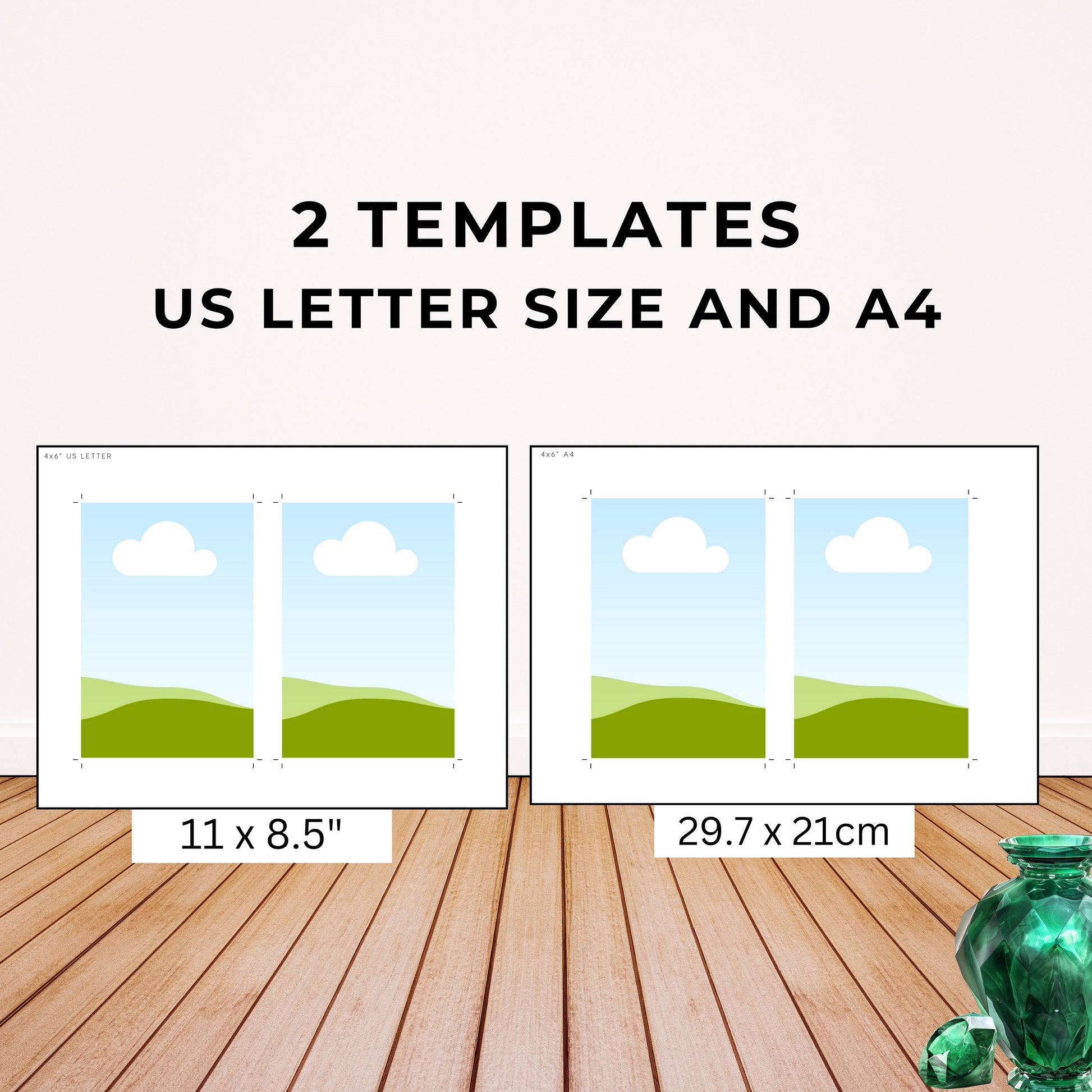 Printing Template 4 x 6 inch Print and Cut Canva Multi Page Template 4x6" Blank Card Layout Frame Affirmation Manifestation US Letter A4