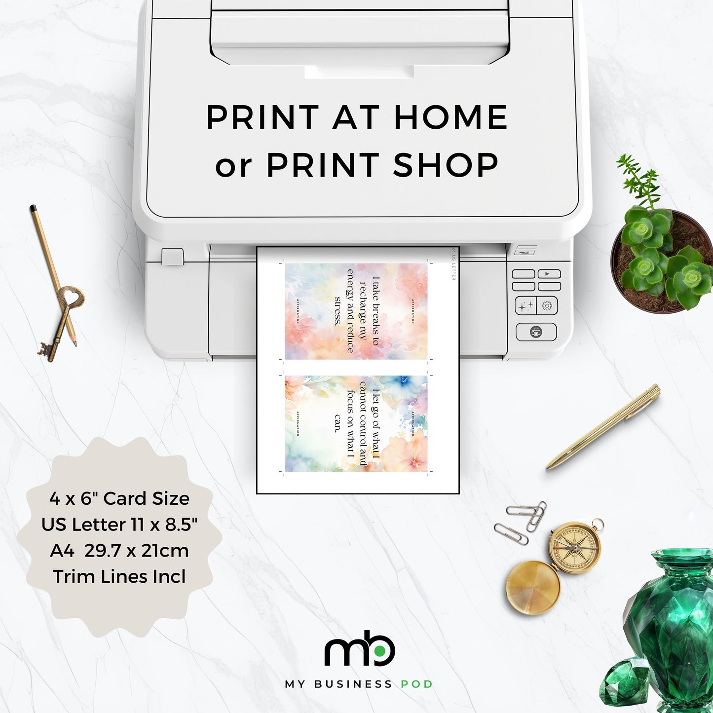 Printing Template 4 x 6 inch Print and Cut Canva Multi Page Template 4x6" Blank Card Layout Frame Affirmation Manifestation US Letter A4