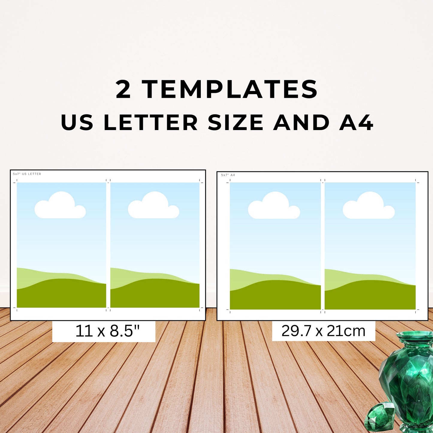 Printing Template 5 x 7 inch Print and Cut Canva Multi Page Template 5x7" Blank Card Layout Frame Affirmation Manifestation US Letter A4