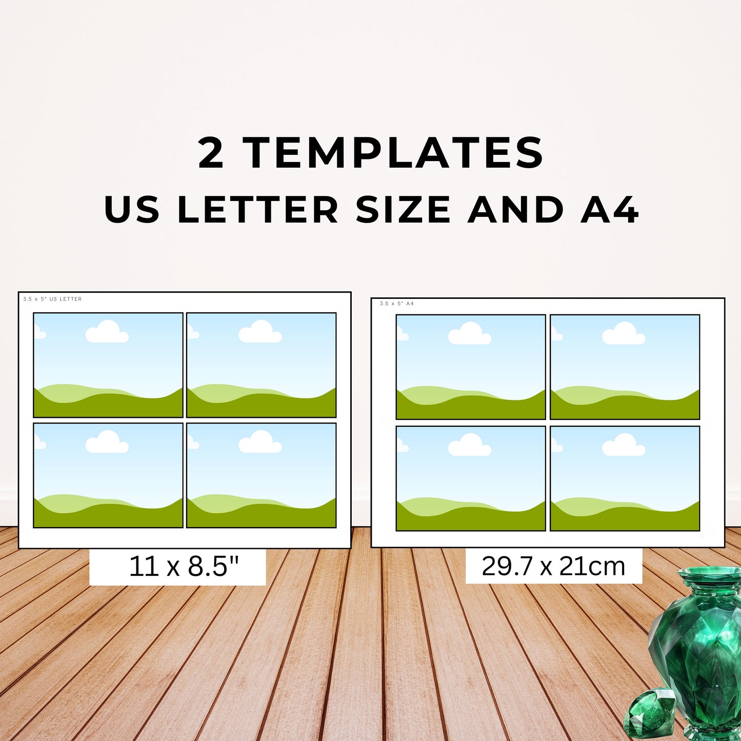 Printing Template 3.5 x 5inch Print and Cut Canva Multi Page Template 3.5x5" Blank Card Layout Frame Affirmation Manifestation US Letter A4