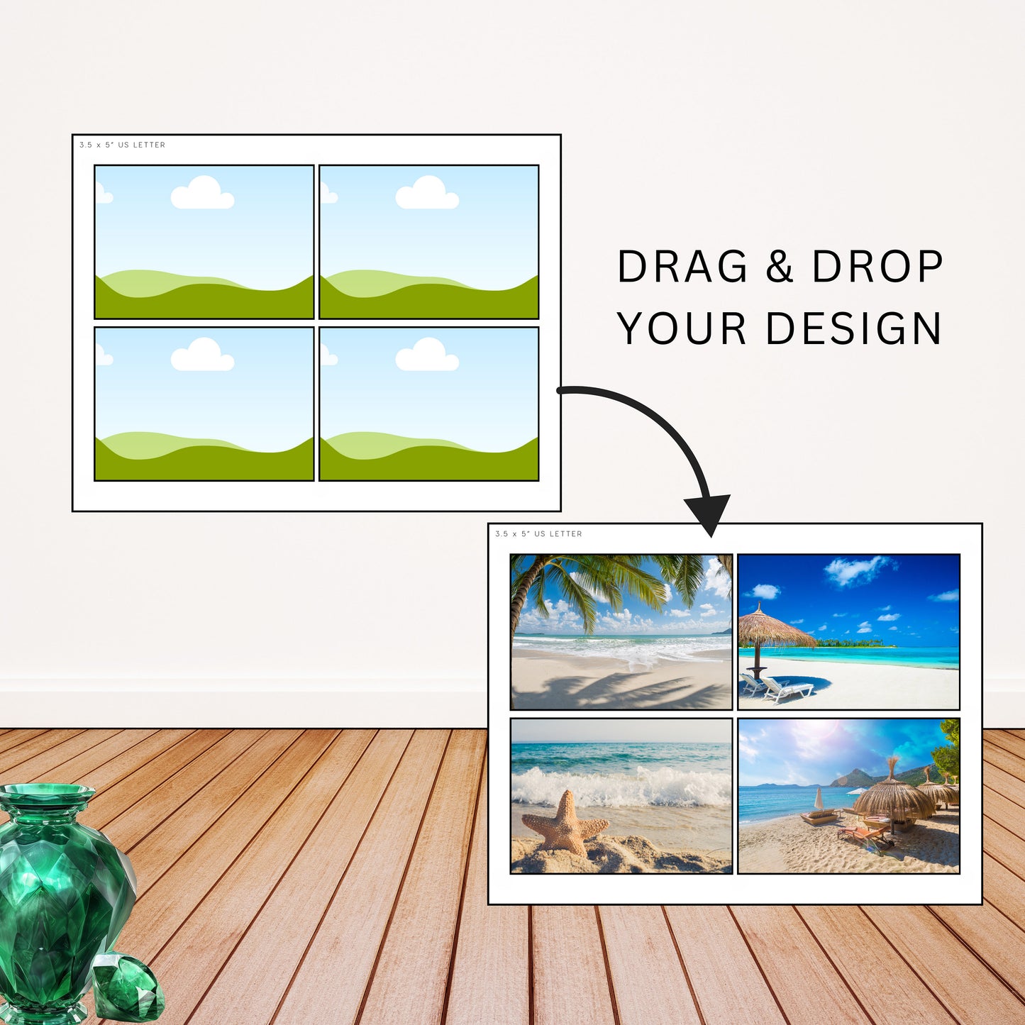 Printing Template 3.5 x 5inch Print and Cut Canva Multi Page Template 3.5x5" Blank Card Layout Frame Affirmation Manifestation US Letter A4
