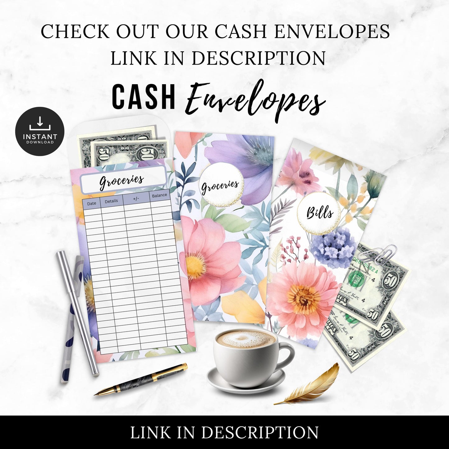 Cash Tracker, Budgeting, Money, Saving, Printable PDF, Colored Trackers, Tracking, Expense, Organizer, Finance, tools, management, DIY, Log