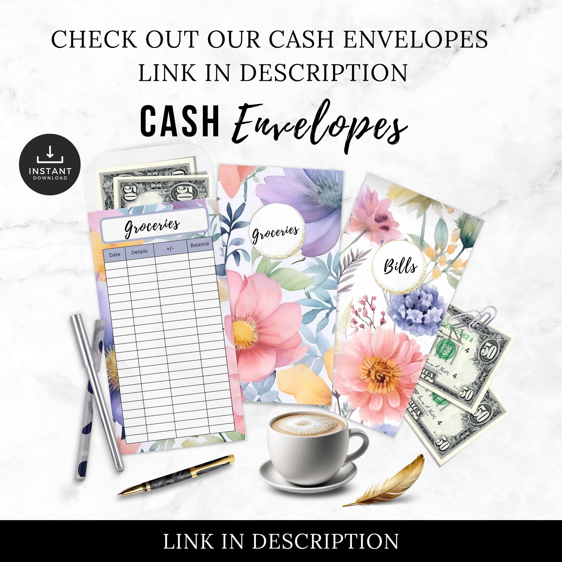 Cash Tracker, Budgeting, Money, Saving, Printable PDF, Colored Trackers, Tracking, Expense, Organizer, Finance, tools, management, DIY, Log