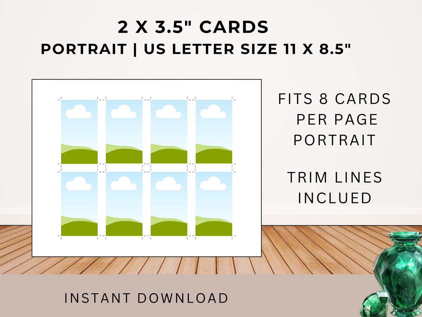 Printing Template 2 x 3.5 inch Portrait Print and Cut Canva Multi Page Template 2x3.5" Blank Card Layout Business Card Frame Affirmations
