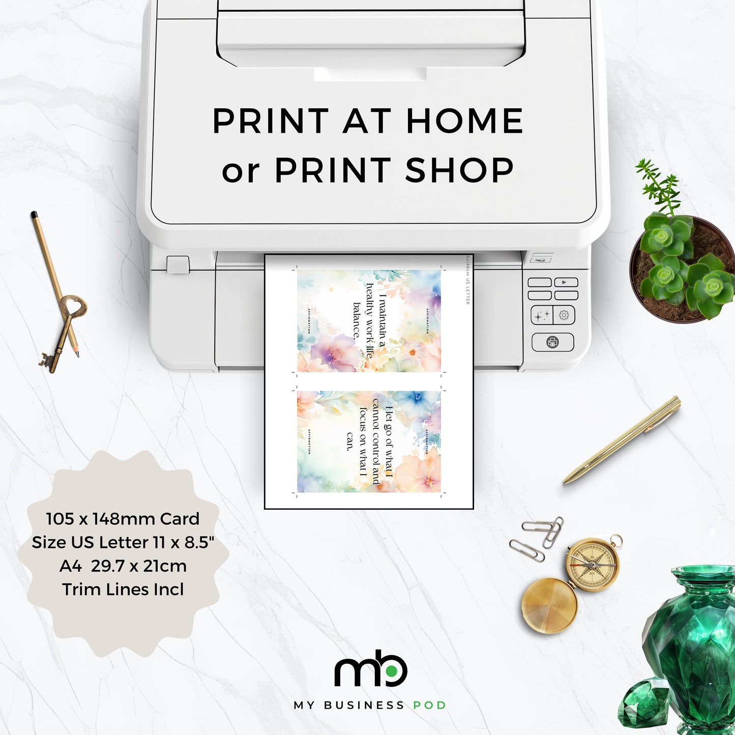 Printing Template 105 x 148mm Print and Cut Canva Multi Page Template 105x148mm Blank Card Layout Frame Affirmation Milestone US Letter A4