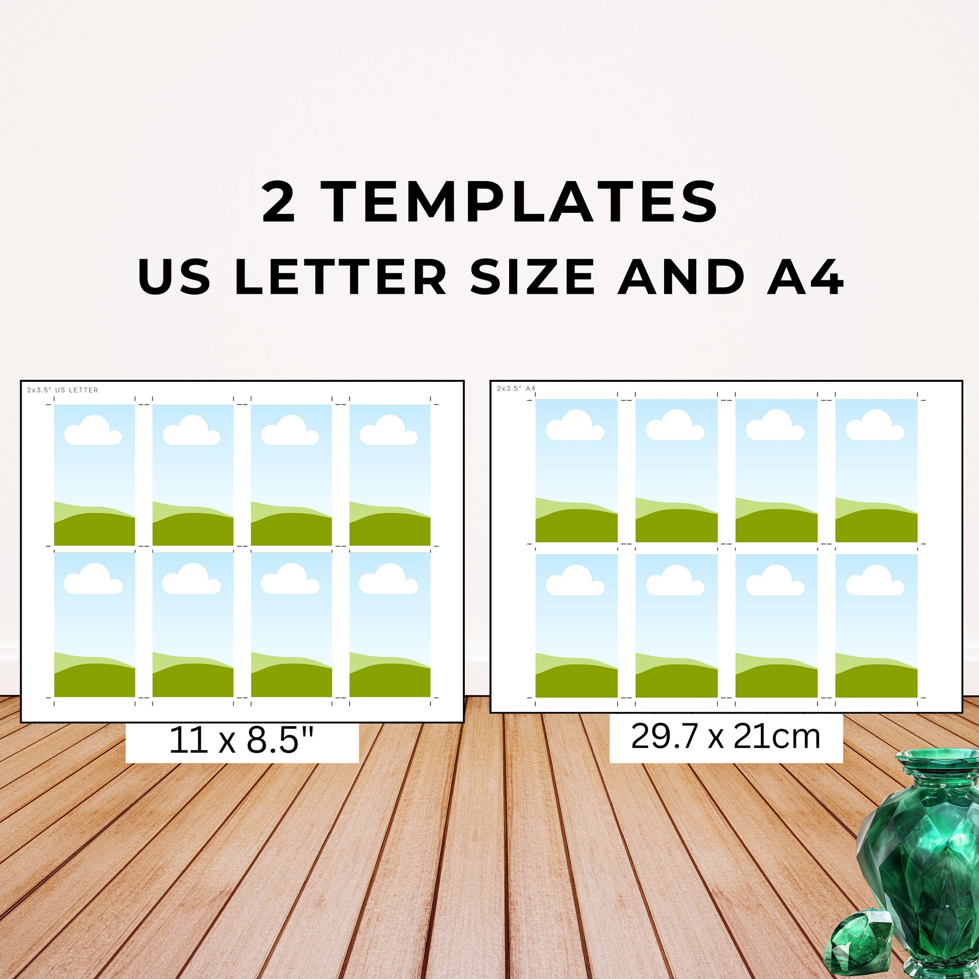 Printing Template 2 x 3.5 inch Print and Cut Canva Multi Page Template 2x3.5in Blank Card Layout Frame Affirmation Manifestation Letter A4