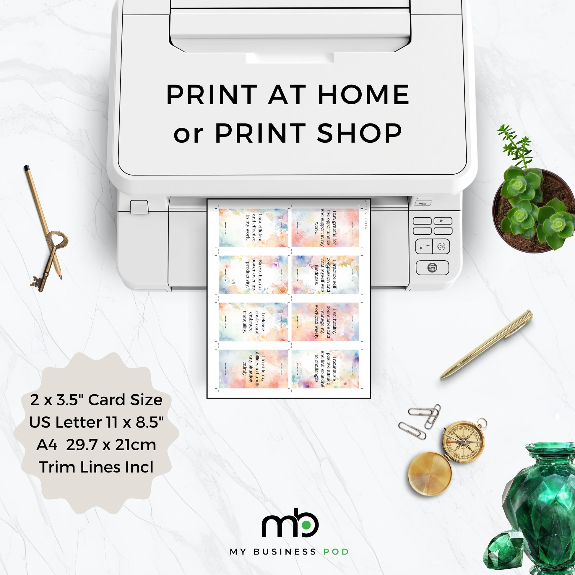 Printing Template 2 x 3.5 inch Print and Cut Canva Multi Page Template 2x3.5in Blank Card Layout Frame Affirmation Manifestation Letter A4
