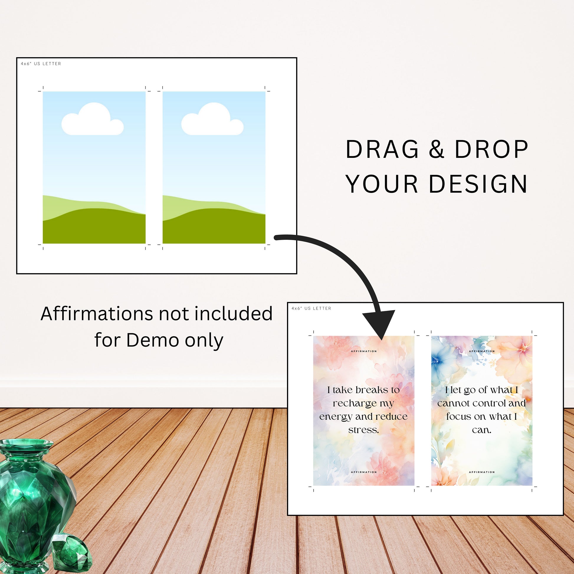 Printing Template 4 x 6 inch Print and Cut Canva Multi Page Template 4x6" Blank Card Layout Frame Affirmation Manifestation US Letter A4