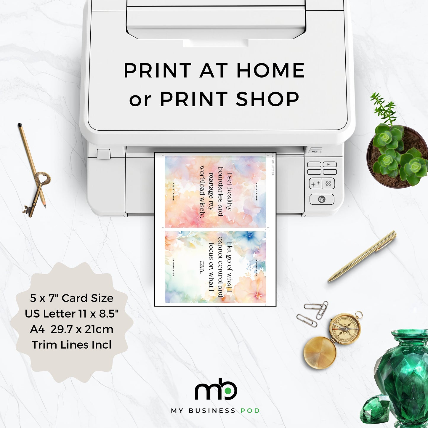 Printing Template 5 x 7 inch Print and Cut Canva Multi Page Template 5x7" Blank Card Layout Frame Affirmation Manifestation US Letter A4