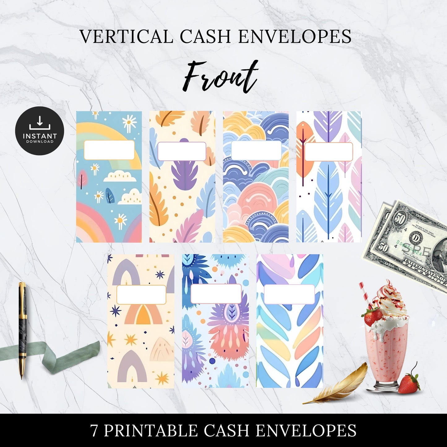 Cash Envelopes Boho theme, Budgeting, Money, Saving, Printable PDF, Tracker, Tracking, Expense, Organizer, Finance, tools, management, DIY