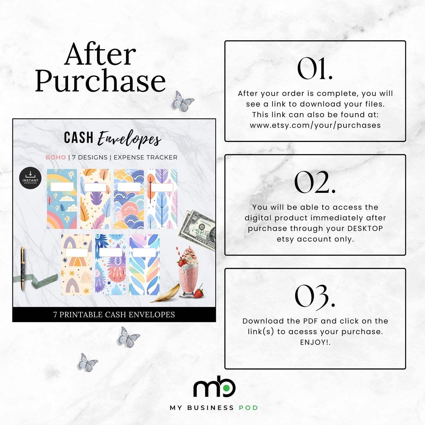 Cash Envelopes Boho theme, Budgeting, Money, Saving, Printable PDF, Tracker, Tracking, Expense, Organizer, Finance, tools, management, DIY