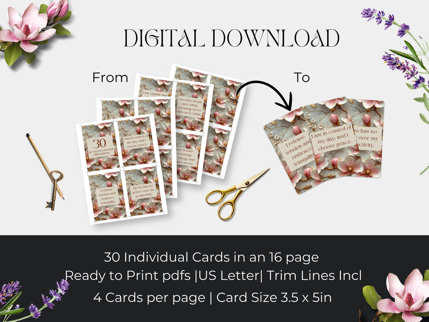 De-stress and Rewind Affirmations Stress Relief Cards Destress Positive mindset Self care Mindfulness tools Positivity Affirmation deck DIY
