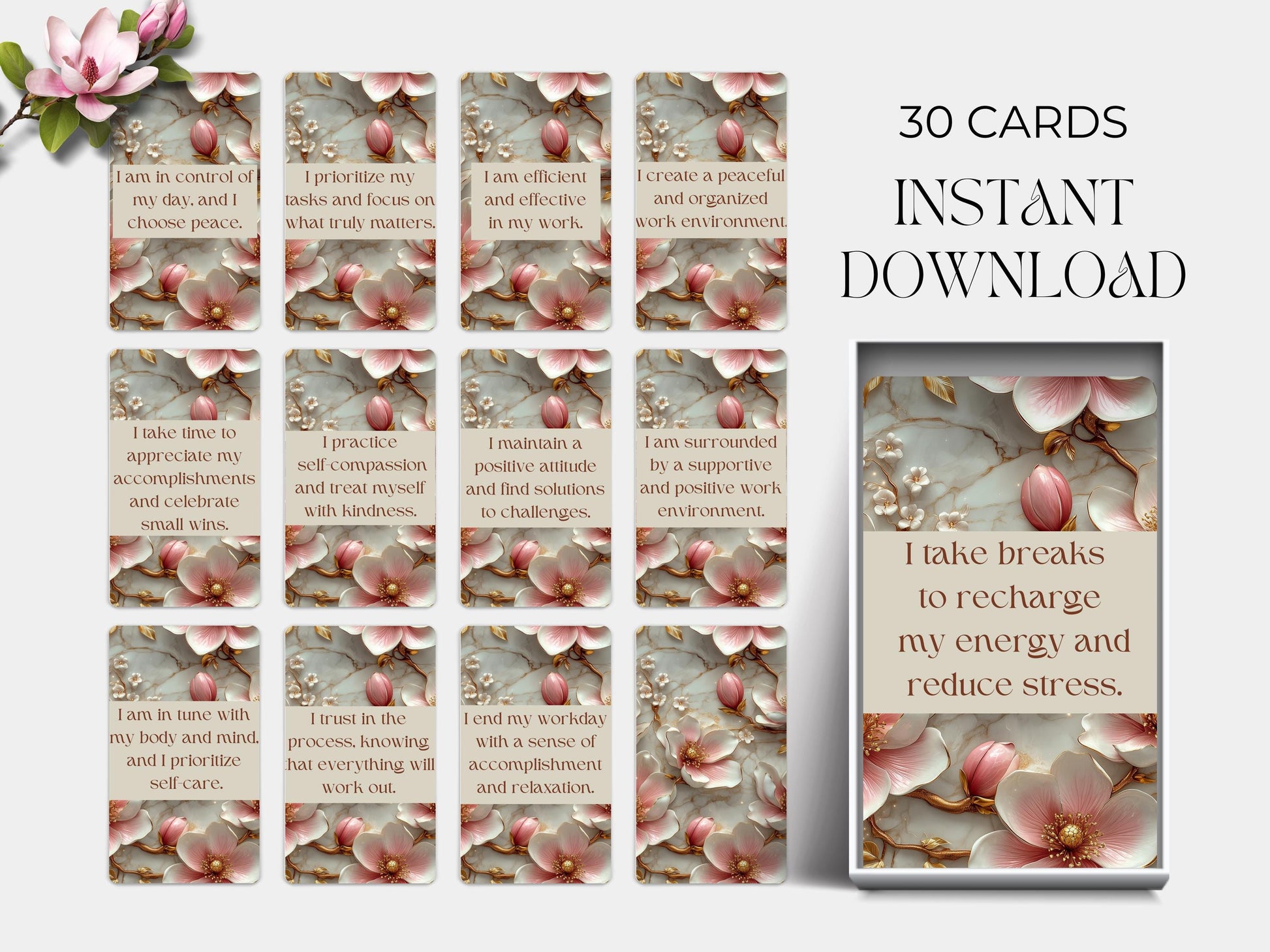 De-stress and Rewind Affirmations Stress Relief Cards Destress Positive mindset Self care Mindfulness tools Positivity Affirmation deck DIY