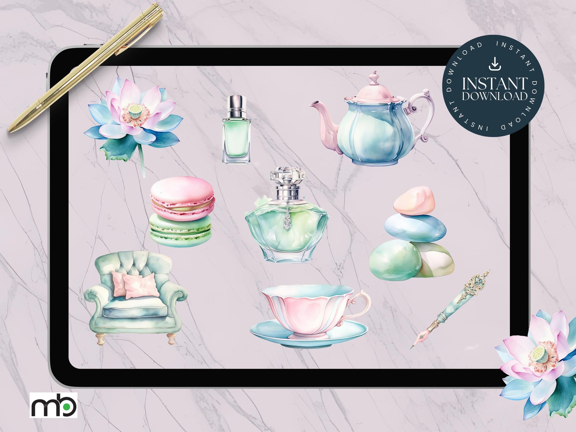 Spa Day Digital Stickers, Relaxation, Beauty, Health, Self care, png, Planner, Elements, Massage, Herbal tea, Candles, Bathrobe, Scrapbook