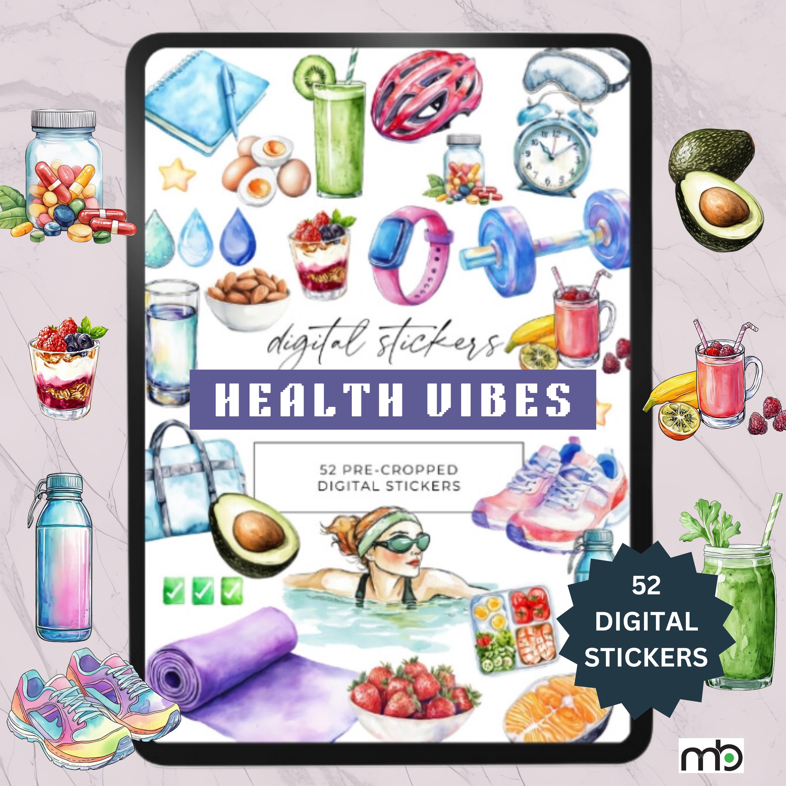 Helthy Stickers Health Vibes Digital Stickers, Wellness, Fitness, Nutrition, sticker t ...