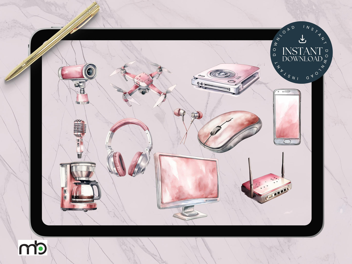 Gadgets Digital Stickers, Appliance Stickers Kitchen, Security, Drone, Planner, Pink, Office Stickers Goodnote Stickers, Magic Stickers, PNG