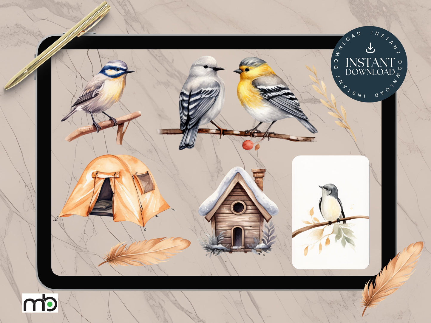 Bird Watcher Digital Stickers, Bird Themed Digital Stickers, Nature Stickers, Feather Stickers, Camping Stickers, Forest Stickers, Goodnotes