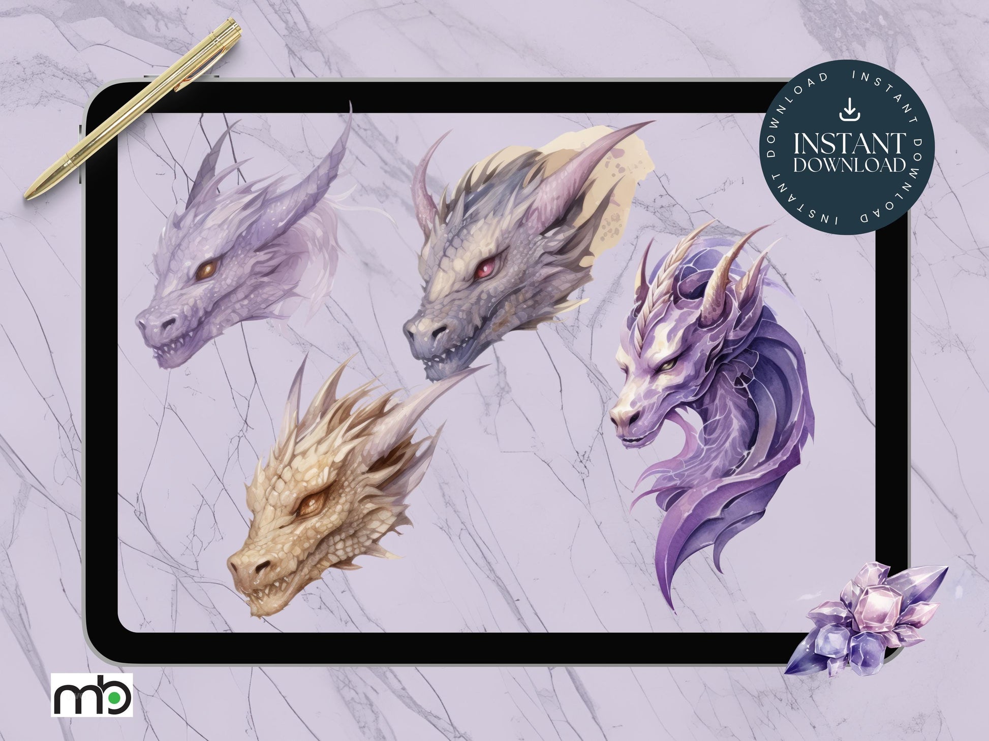 Mystic Digital Stickers, Fantasy, Butterfly, Butterflies, Gemstone Sticker, Dragon, Goodnote, Noteability, Magic, fairy, jewels, crystals