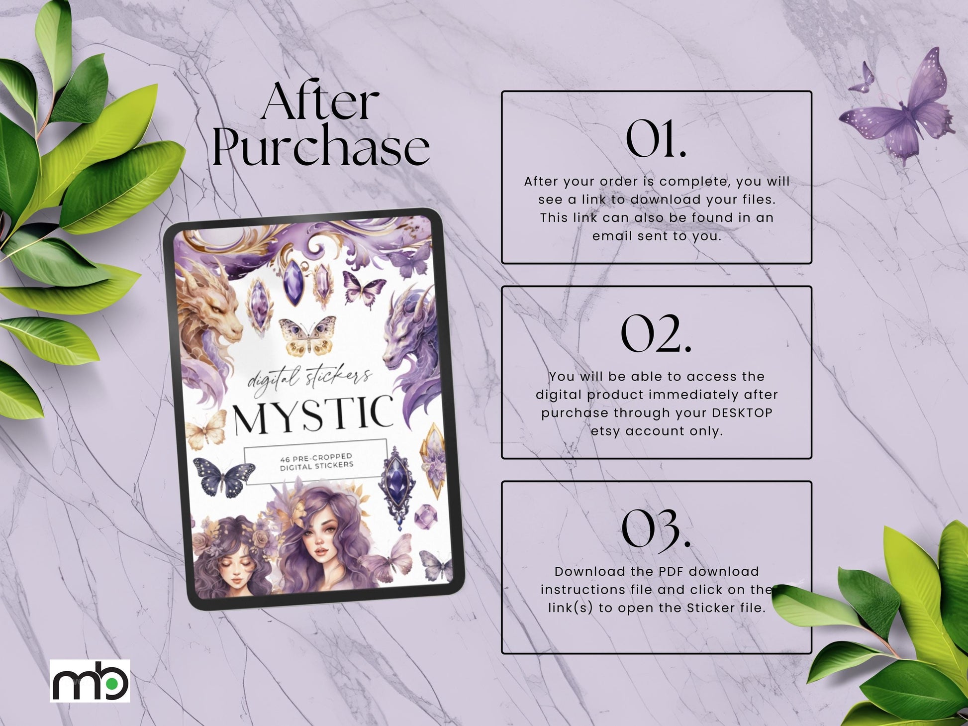 Mystic Digital Stickers, Fantasy, Butterfly, Butterflies, Gemstone Sticker, Dragon, Goodnote, Noteability, Magic, fairy, jewels, crystals