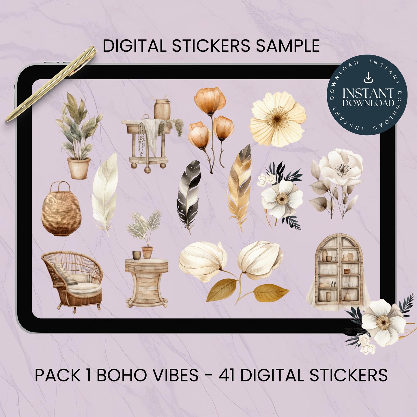 Spiritual Essence Digital Stickers, Crystals, Angel Wings, Dream Catcher, Buddha, Bell, Moon, Sun, Doves Wolf, Celestial, Cosmic, Mind, Body