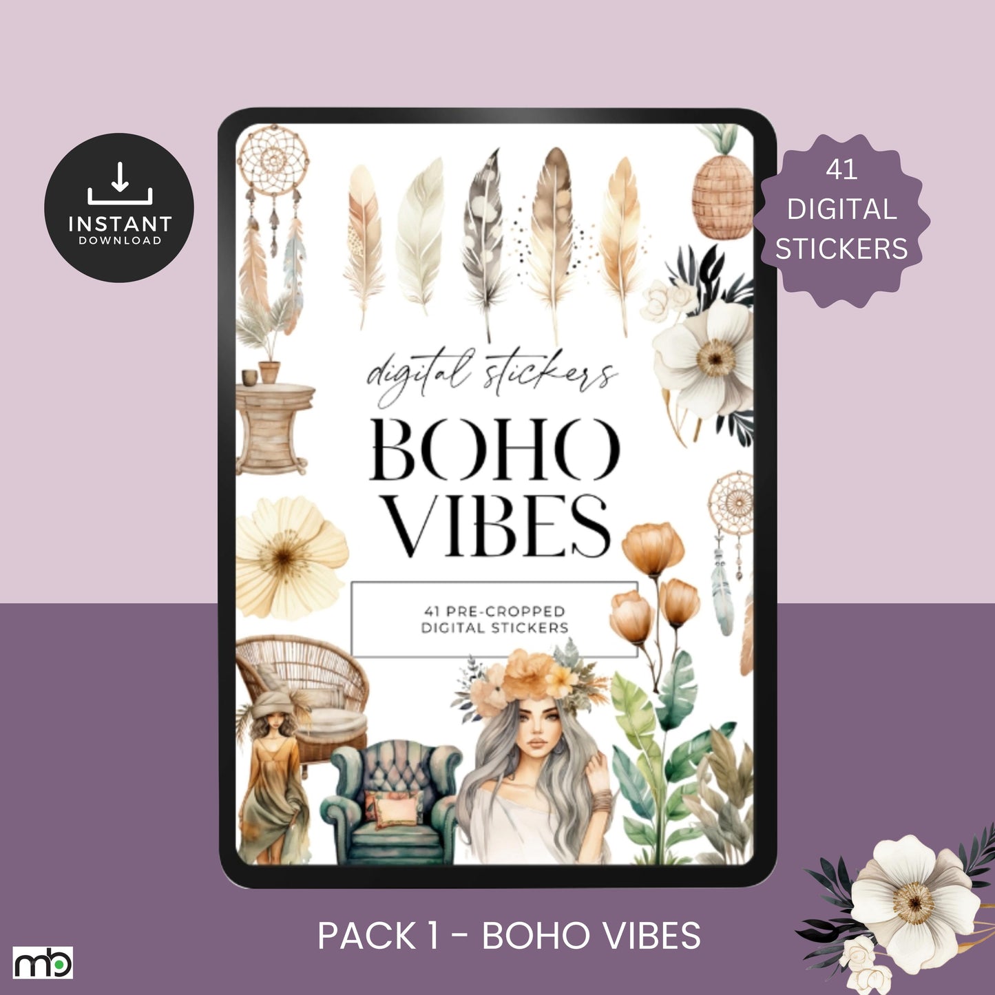 Spiritual Essence Digital Stickers, Crystals, Angel Wings, Dream Catcher, Buddha, Bell, Moon, Sun, Doves Wolf, Celestial, Cosmic, Mind, Body