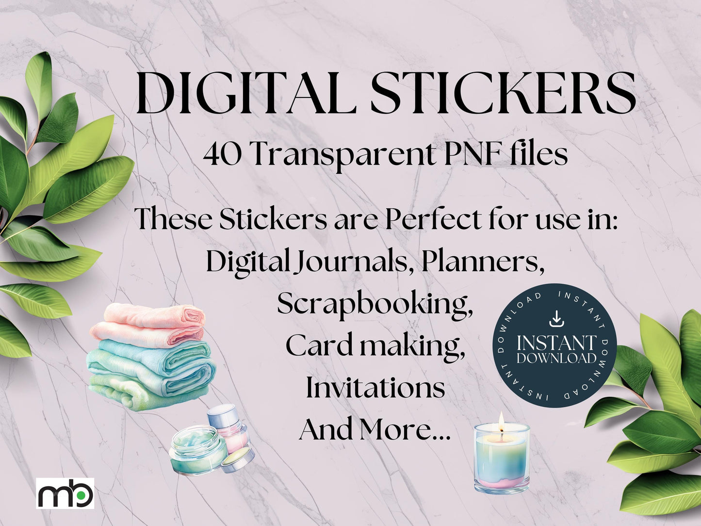Spa Day Digital Stickers, Relaxation, Beauty, Health, Self care, png, Planner, Elements, Massage, Herbal tea, Candles, Bathrobe, Scrapbook