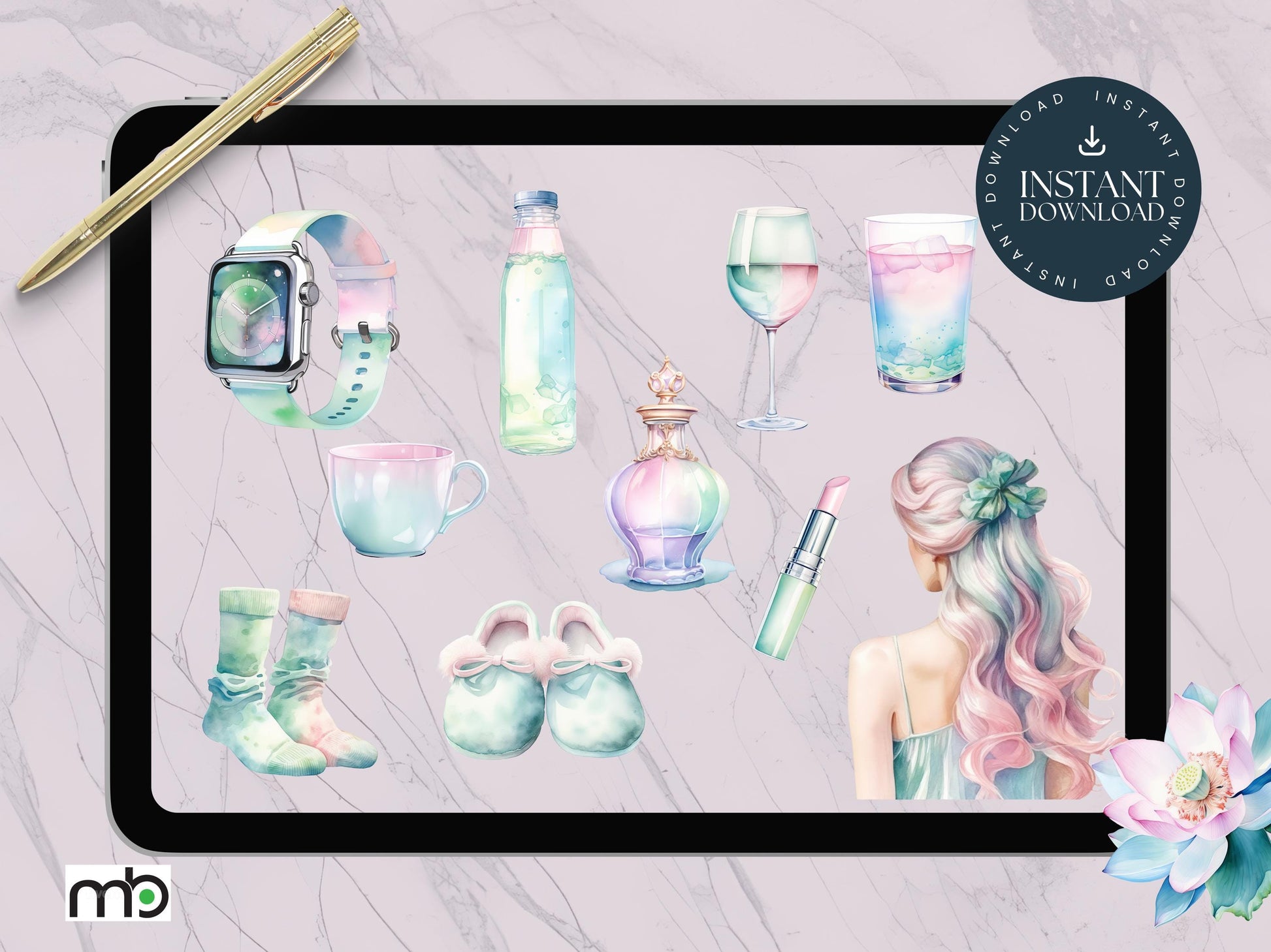 Spa Day Digital Stickers, Relaxation, Beauty, Health, Self care, png, Planner, Elements, Massage, Herbal tea, Candles, Bathrobe, Scrapbook