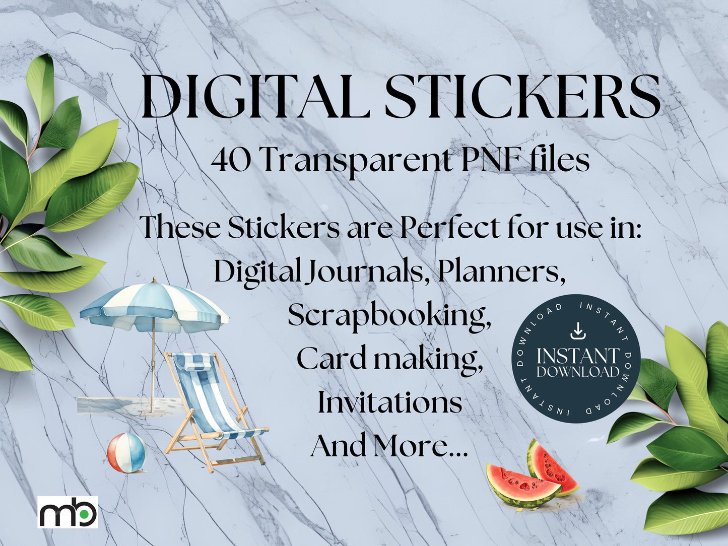 Beach Digital Stickers, Coastal Digital Stickers, Sun, Sea and Surf Stickers, Summer Stickers, Holiday Stickers, Lighthouse, Beach Stickers