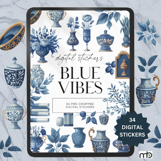 Digital stickers, Goodnotes stickers, Notability stickers, iPad stickers, png stickers, Vase stickers, Jug stickers, Blue decor stickers