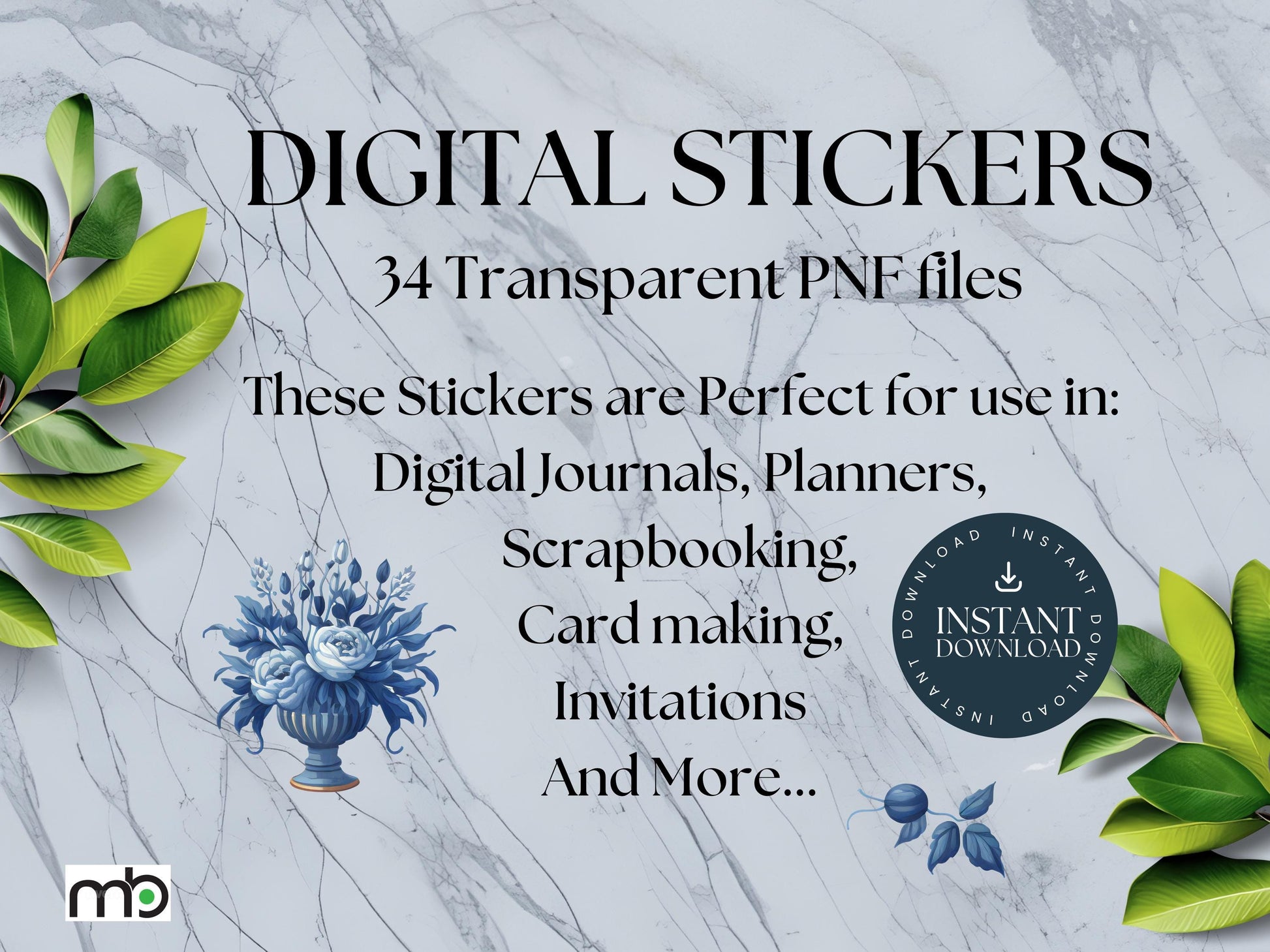 Digital stickers, Goodnotes stickers, Notability stickers, iPad stickers, png stickers, Vase stickers, Jug stickers, Blue decor stickers