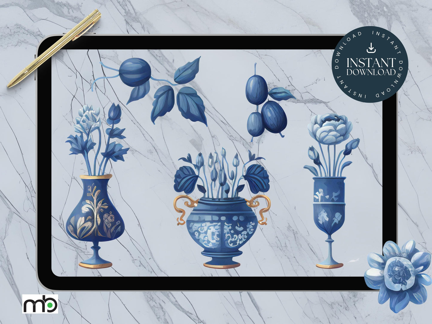 Digital stickers, Goodnotes stickers, Notability stickers, iPad stickers, png stickers, Vase stickers, Jug stickers, Blue decor stickers