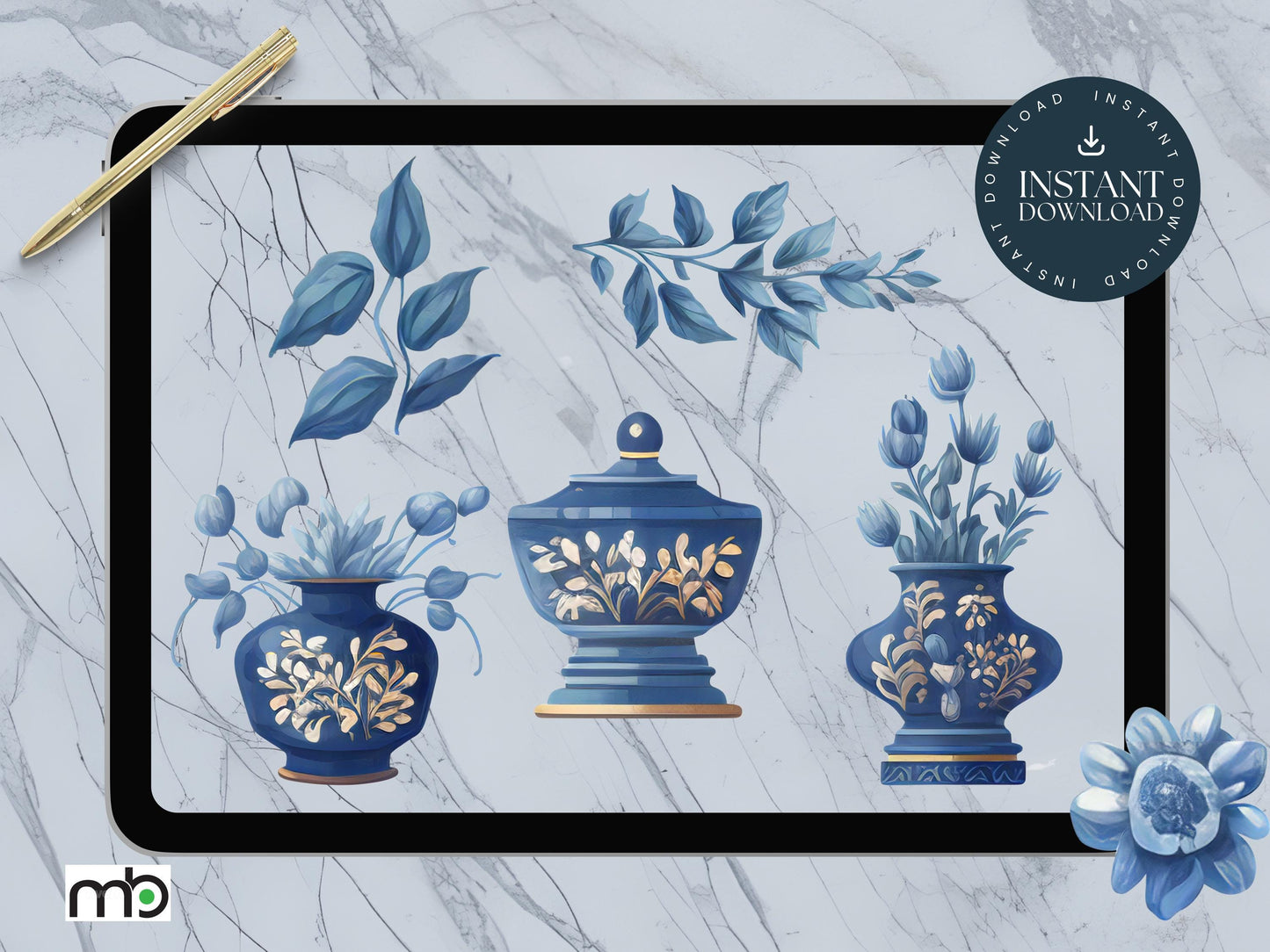 Digital stickers, Goodnotes stickers, Notability stickers, iPad stickers, png stickers, Vase stickers, Jug stickers, Blue decor stickers