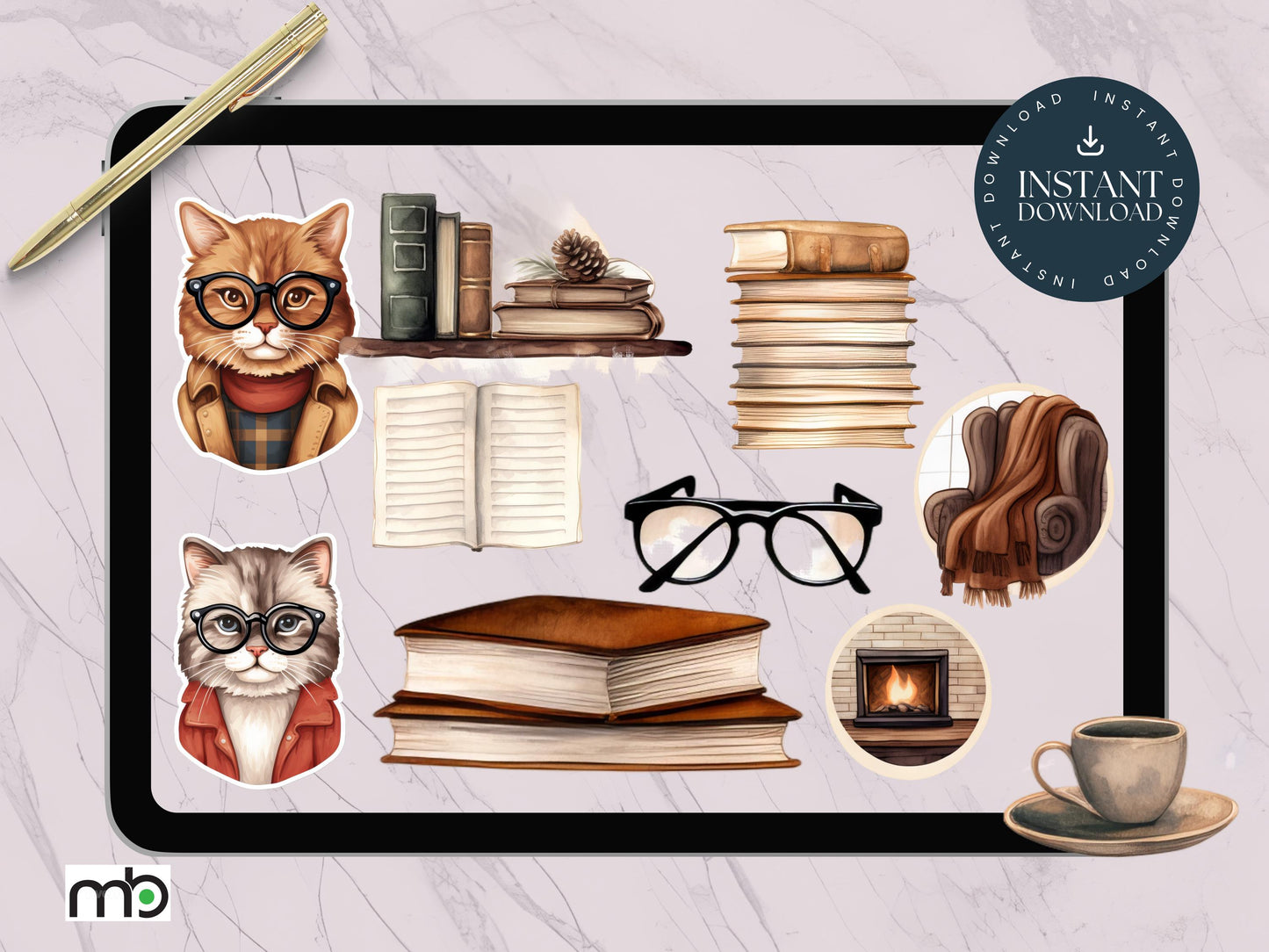 Bookworm Digital Stickers, Book Themed Digital Stickers, Book Stickers, Library Stickers, Reading themed stickers, Planner Stickers, png