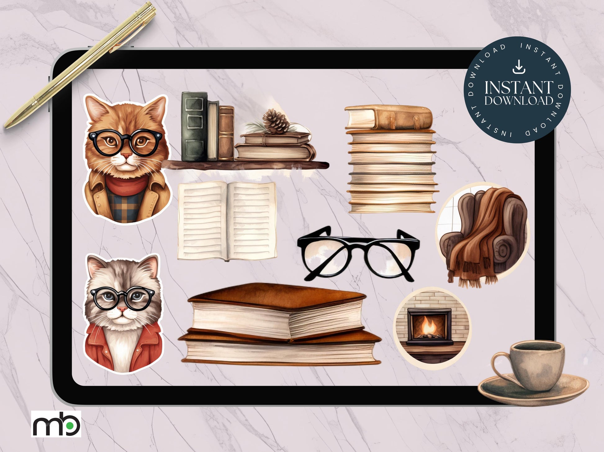 Bookworm Digital Stickers, Book Themed Digital Stickers, Book Stickers, Library Stickers, Reading themed stickers, Planner Stickers, png