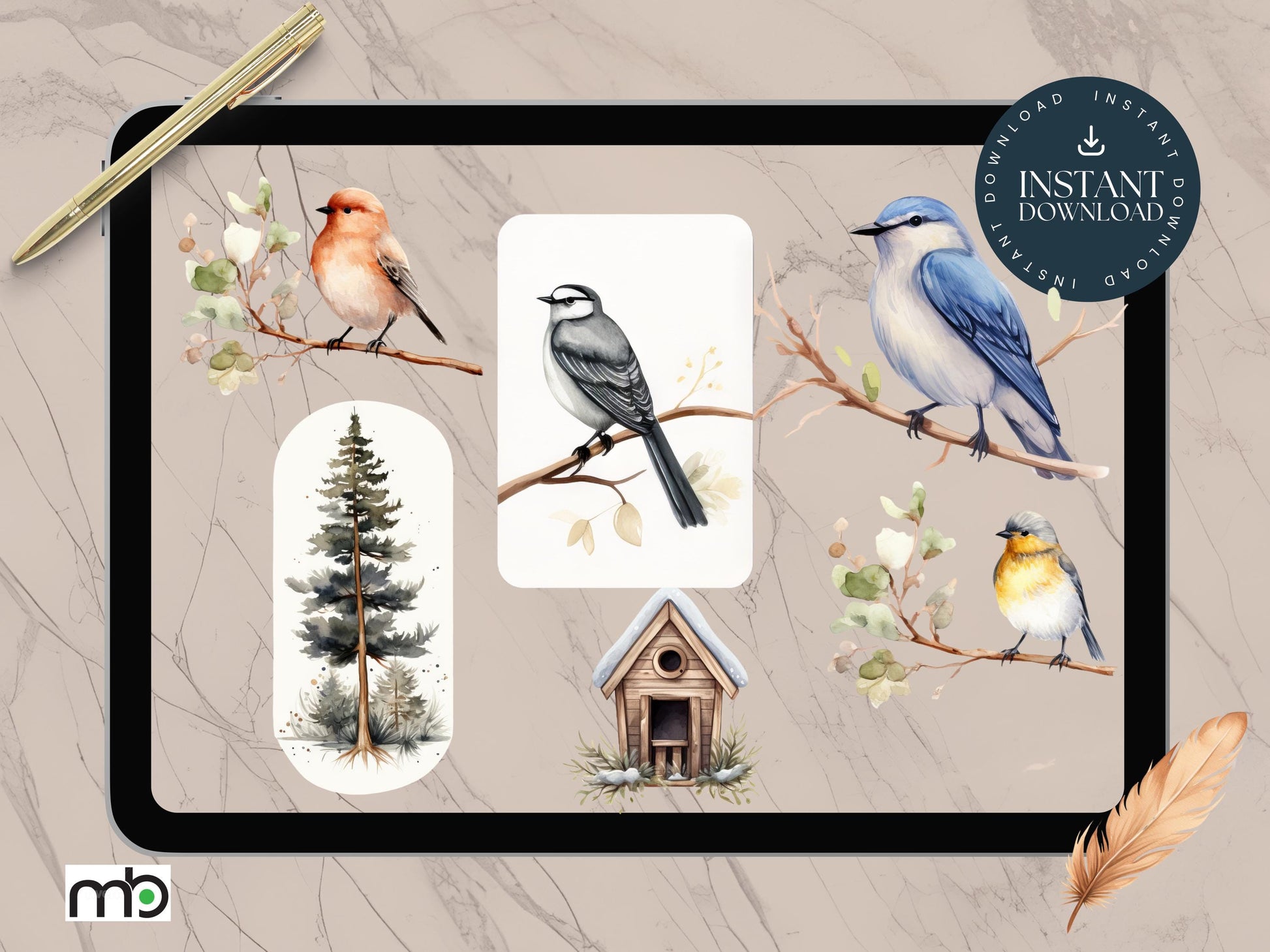 Bird Watcher Digital Stickers, Bird Themed Digital Stickers, Nature Stickers, Feather Stickers, Camping Stickers, Forest Stickers, Goodnotes